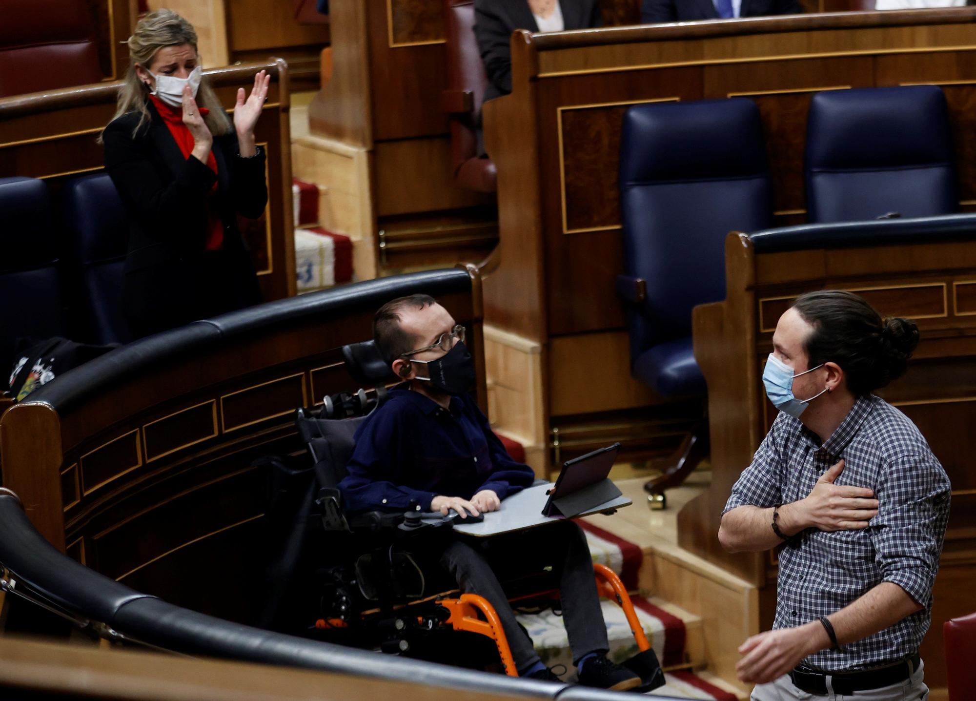 Pablo Iglesias se despide del grupo parlamentario de Unidas Podemos tras renunciar a su escaño.
