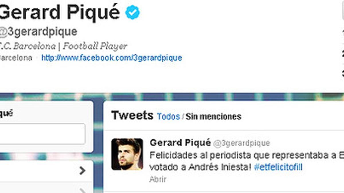 El tuit de Piqué dedicado al periodista de 'Marca'.