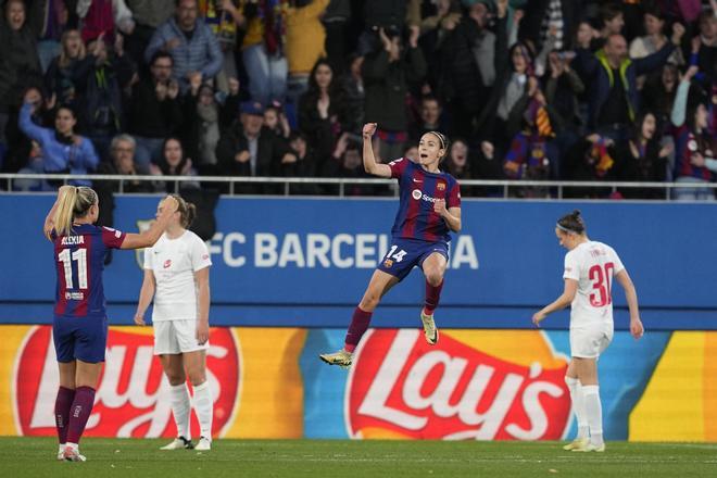 Aitana celebrando su gol contra el Brann