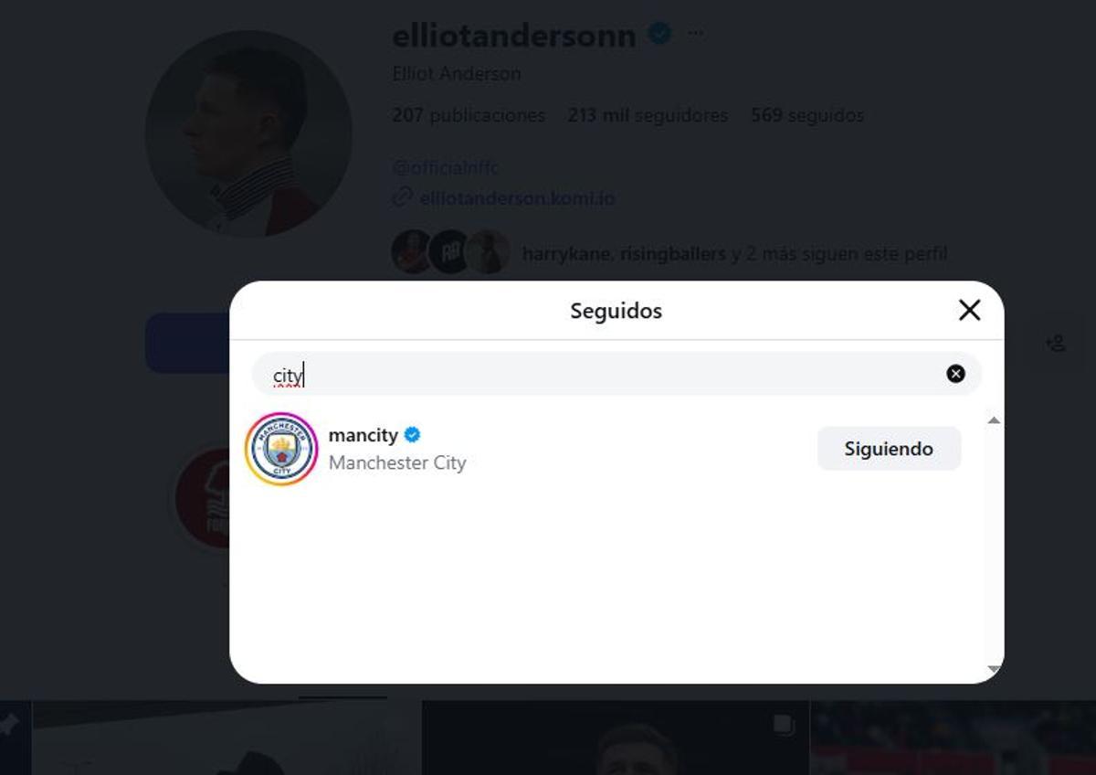 Elliot Anderson solo sigue a los clubes donde ha jugado y al Manchester City