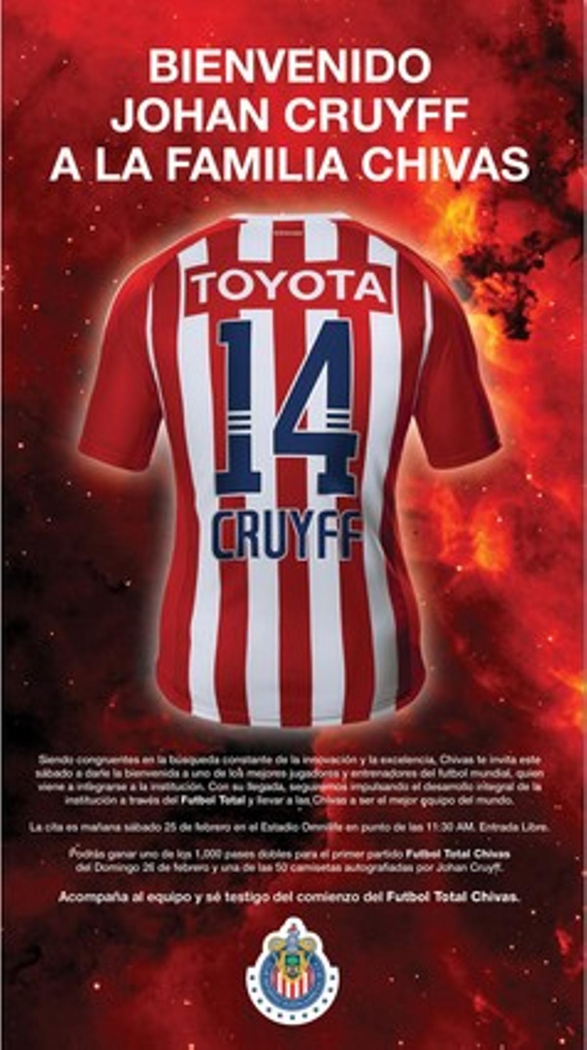La samarreta dedicada a Cruyff del Chivas de Guadalajara. La samarreta dedicada a Cruyff del Chivas de Guadalajara.