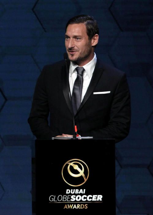 Francesco Totti speaks after receiving the ...