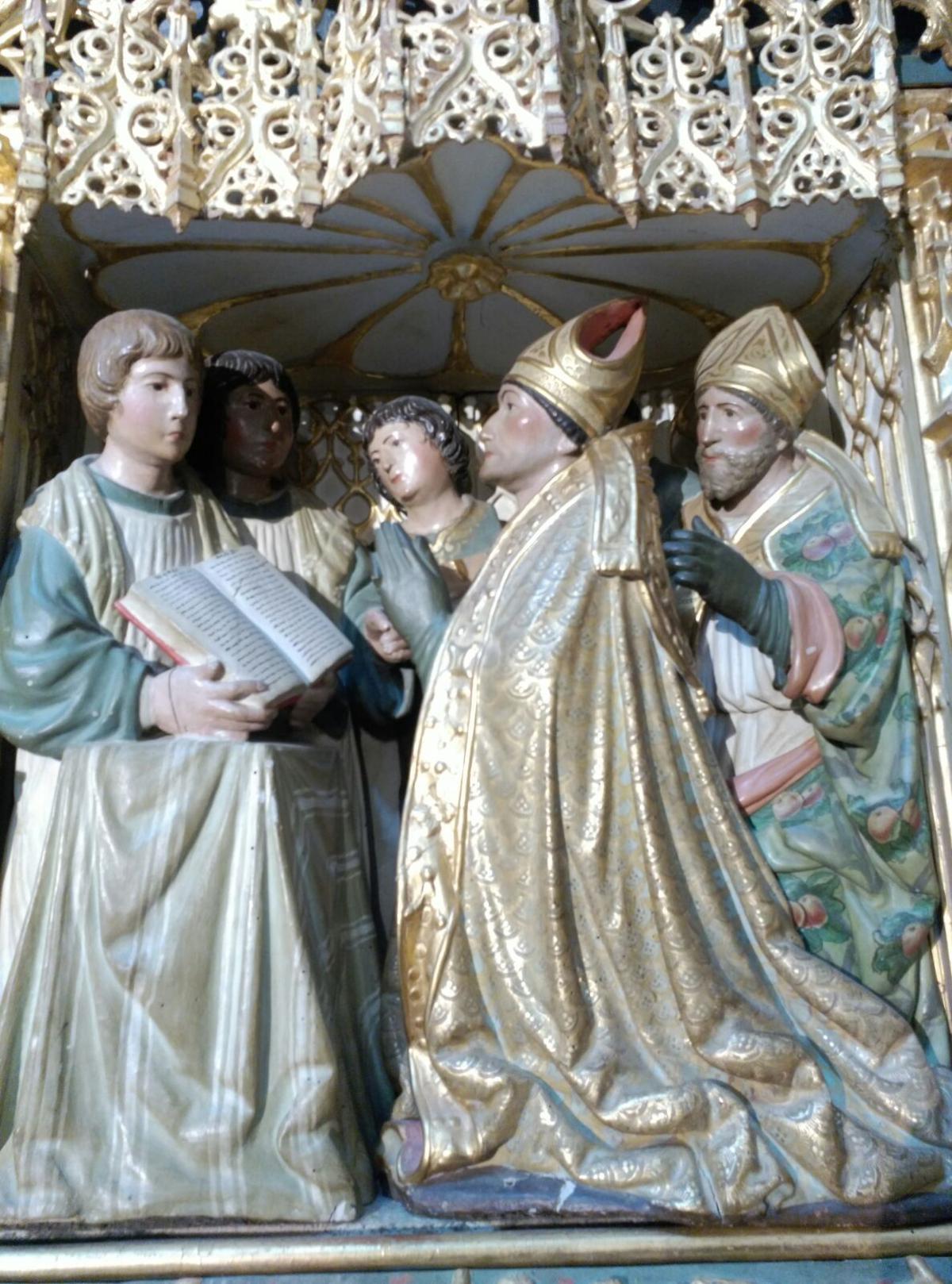Retrato del obispo Diego Ramírez de Villaescusa en el retablo de la capilla de la Asunción, anexo a la iglesia de San Pedro, Villaescusa de Haro (Cuenca).