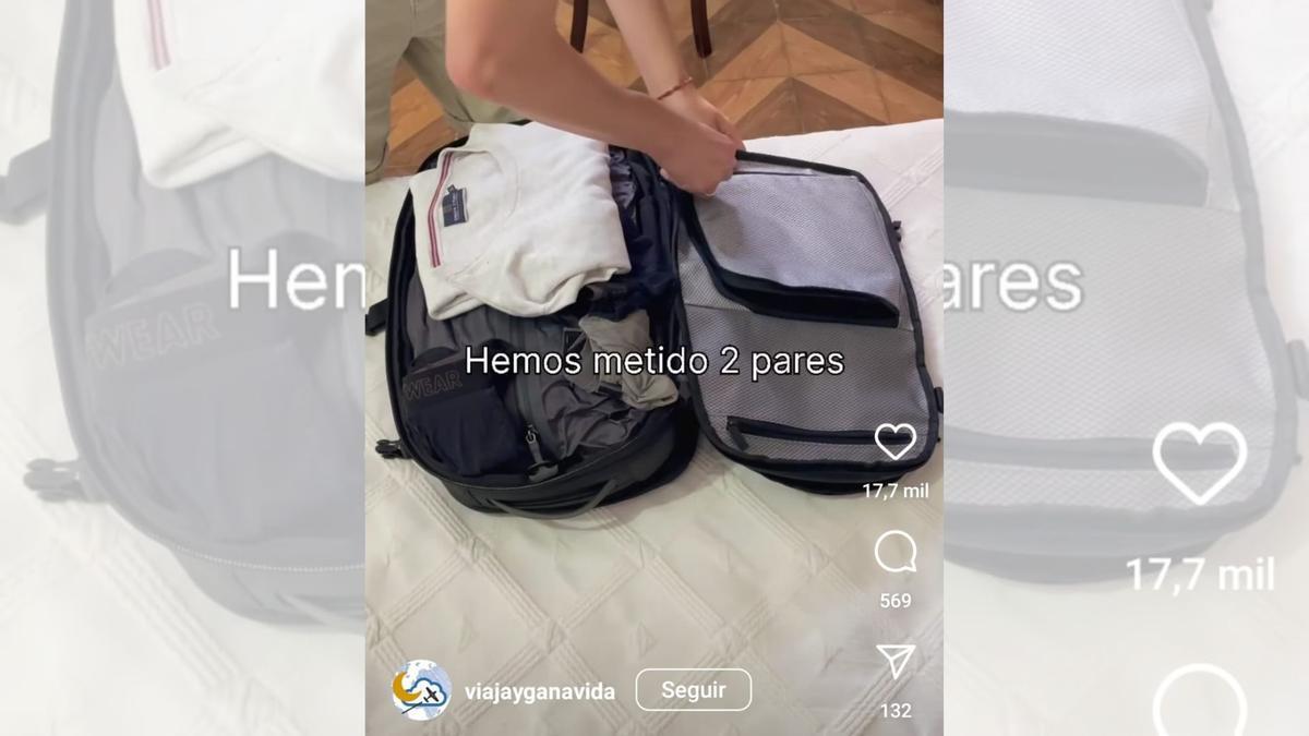 Mochila viral que envasa tu ropa al vacío