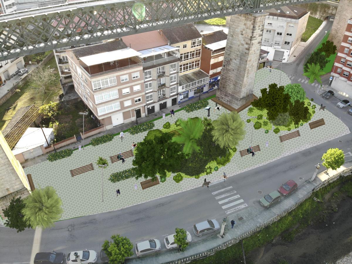 Propuesta de AER para crear una zona verde en Ernestina Otero bajo el antiguo viaducto de Madrid.