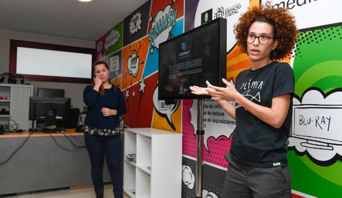 Un instante de la presentación de la plataforma web 'CineMap Gran Canaria', ayer, en Gran Canaria Espacio Digital.
