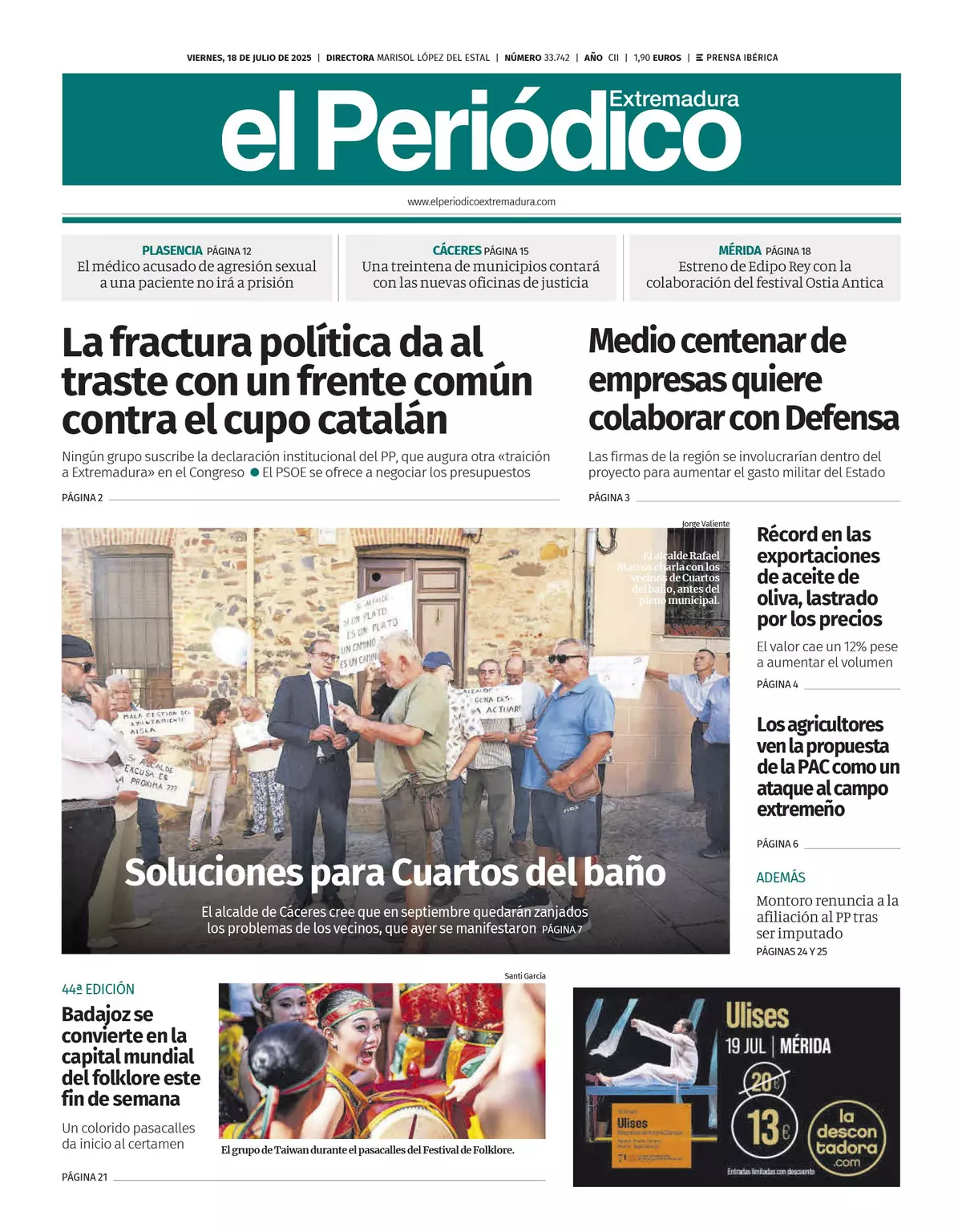 Consulta la portada correspondiente al día 18 de julio de 2025