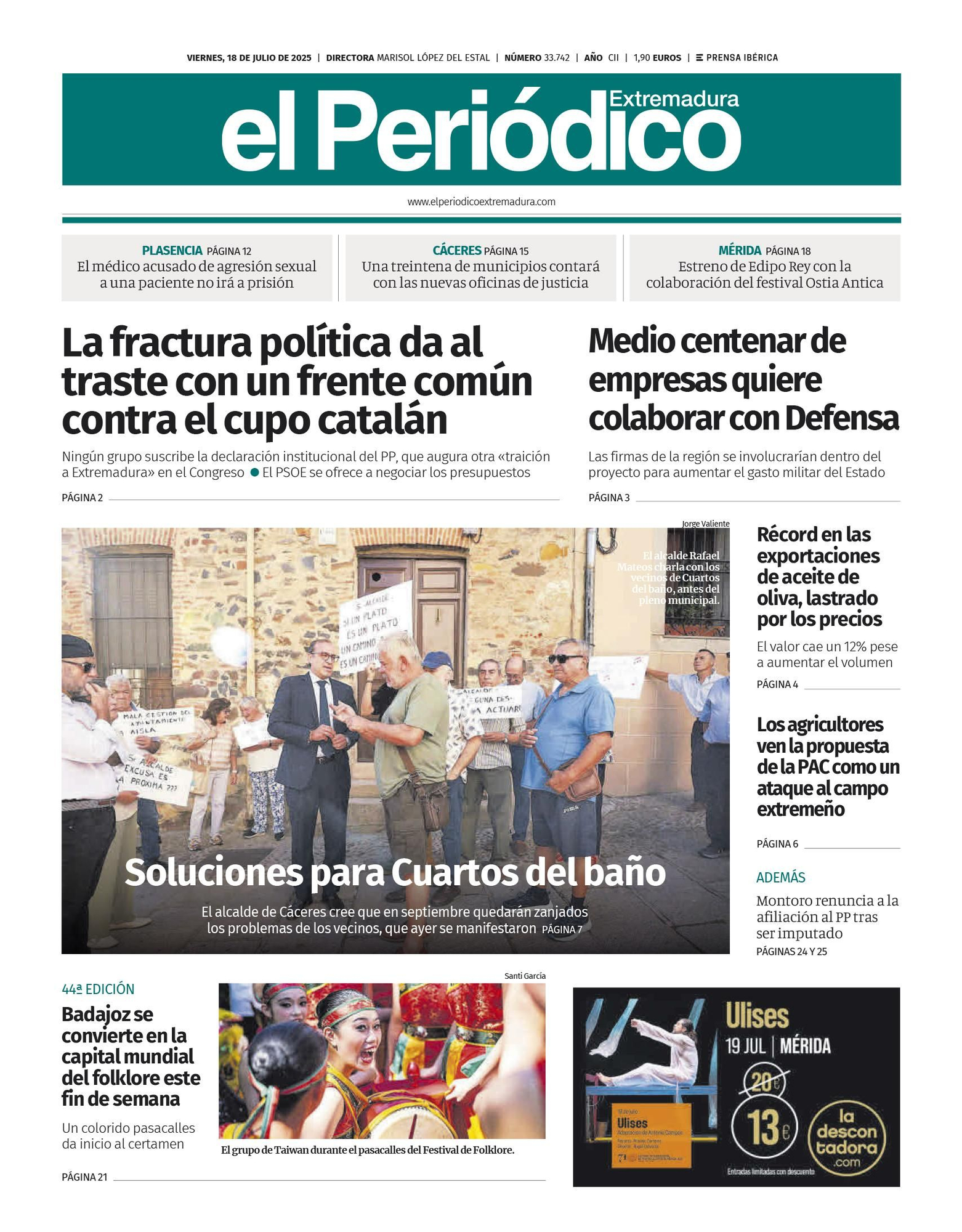 Consulta la portada correspondiente al día 18 de julio de 2025
