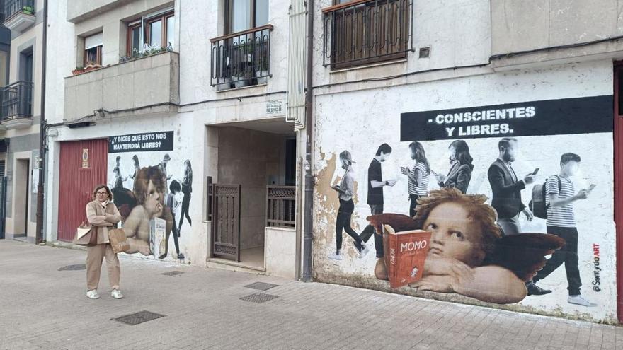 Un nuevo mural de Sentydoart anima a la lectura en la polesa plaza de Les Campes
