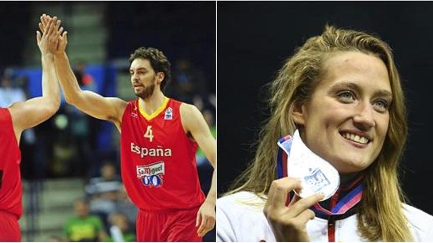 Los hermanos Marc y Pau Gasol y Mireia Belmonte.