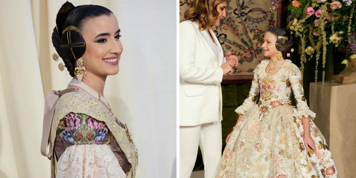 Puntilla primer traje oficial de Carmen Prades y manteleta segundo traje oficial de Marta Mercader.