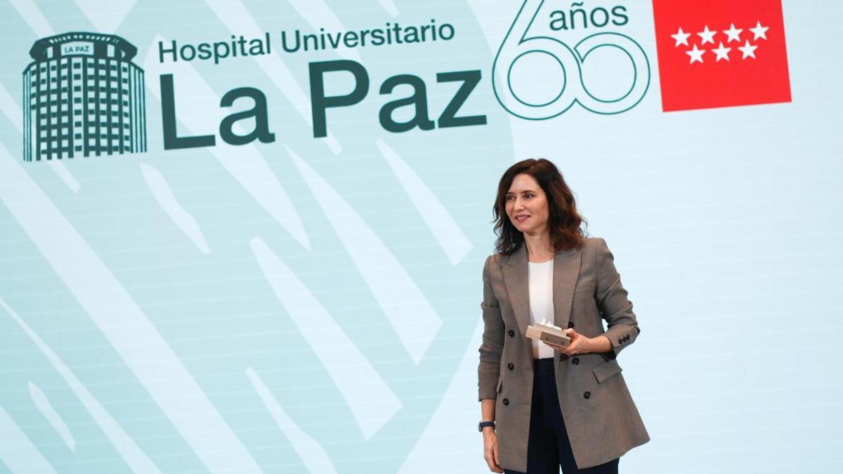 Ayuso en la reciente celebración del 60 aniversario del Hospital La Paz
