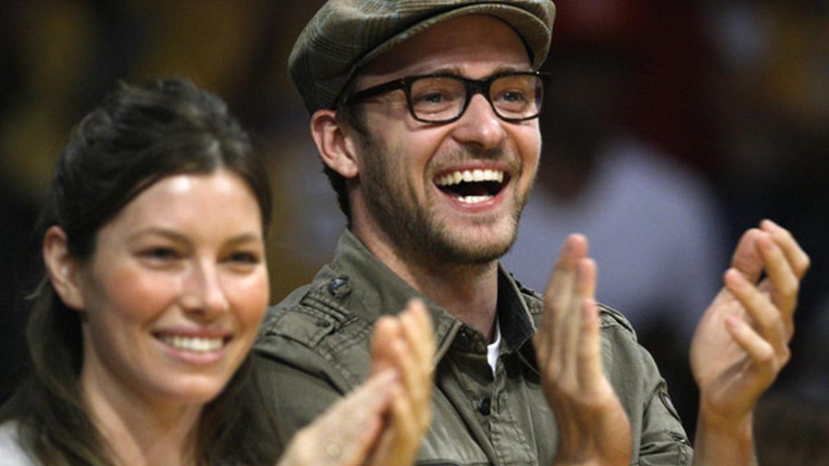 Justin Timberlake y Jessica Biel, en un partido de los Lakers, en una imagen de archivo.