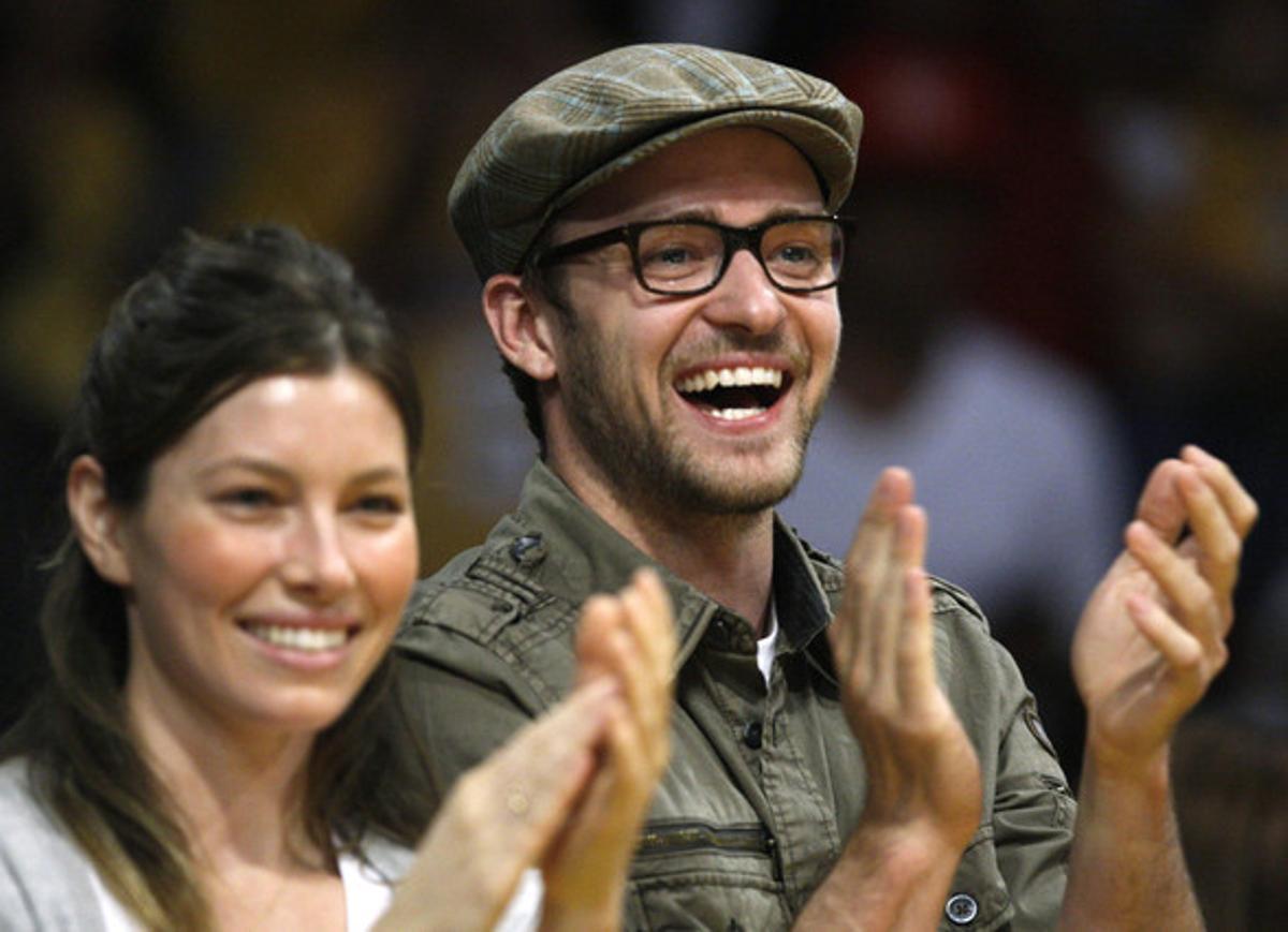 Justin Timberlake i Jessica Biel, en un partit dels Lakers, en una imatge d’arxiu.