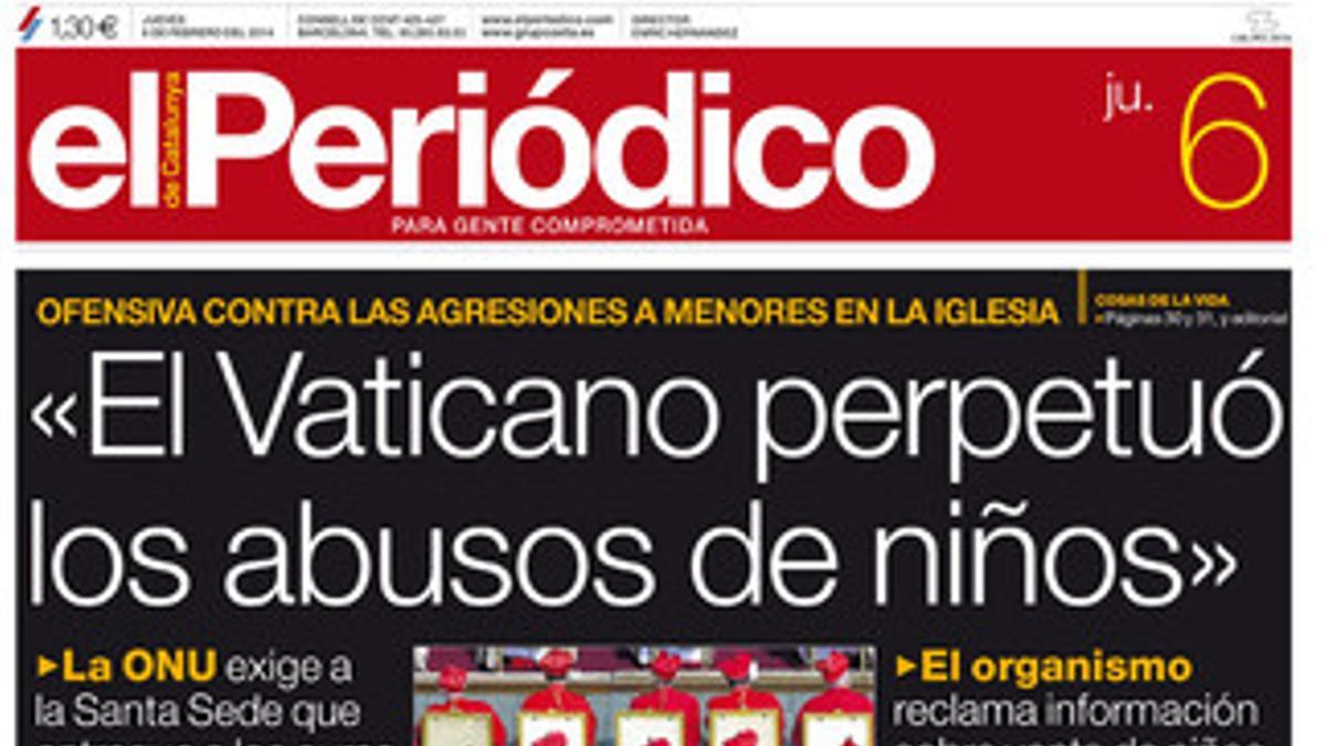 La portada de EL PERIÓDICO (6-2-2014).