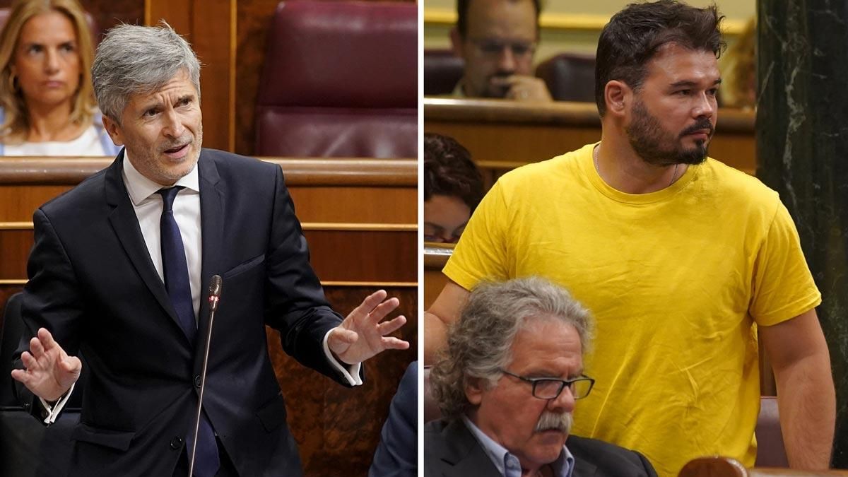 Marlaska dice que los policías enviados a Catalunya fueron a garantizar “derechos y libertades”. Rufián le contesta que no es un refuerzo, es una ocupación.