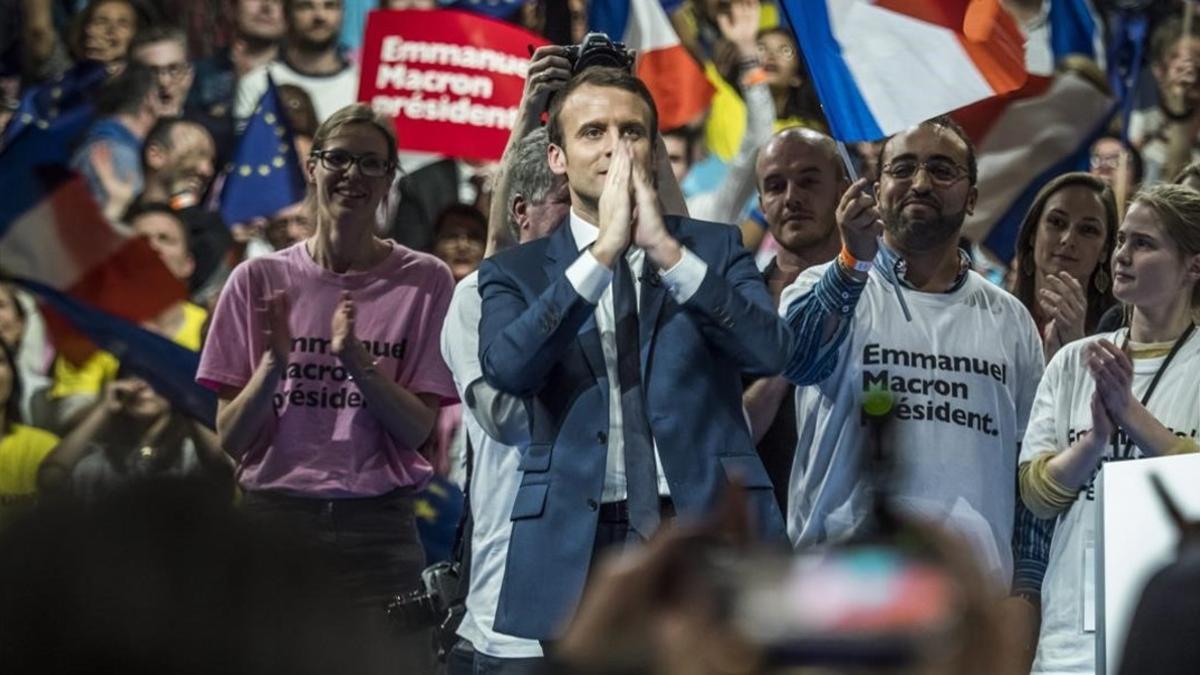Macron, en el mitin de Lyón