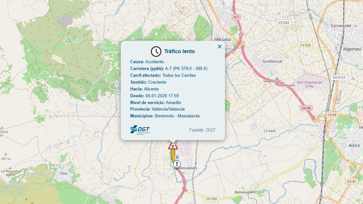 Punto en el que se ha producido el accidente.