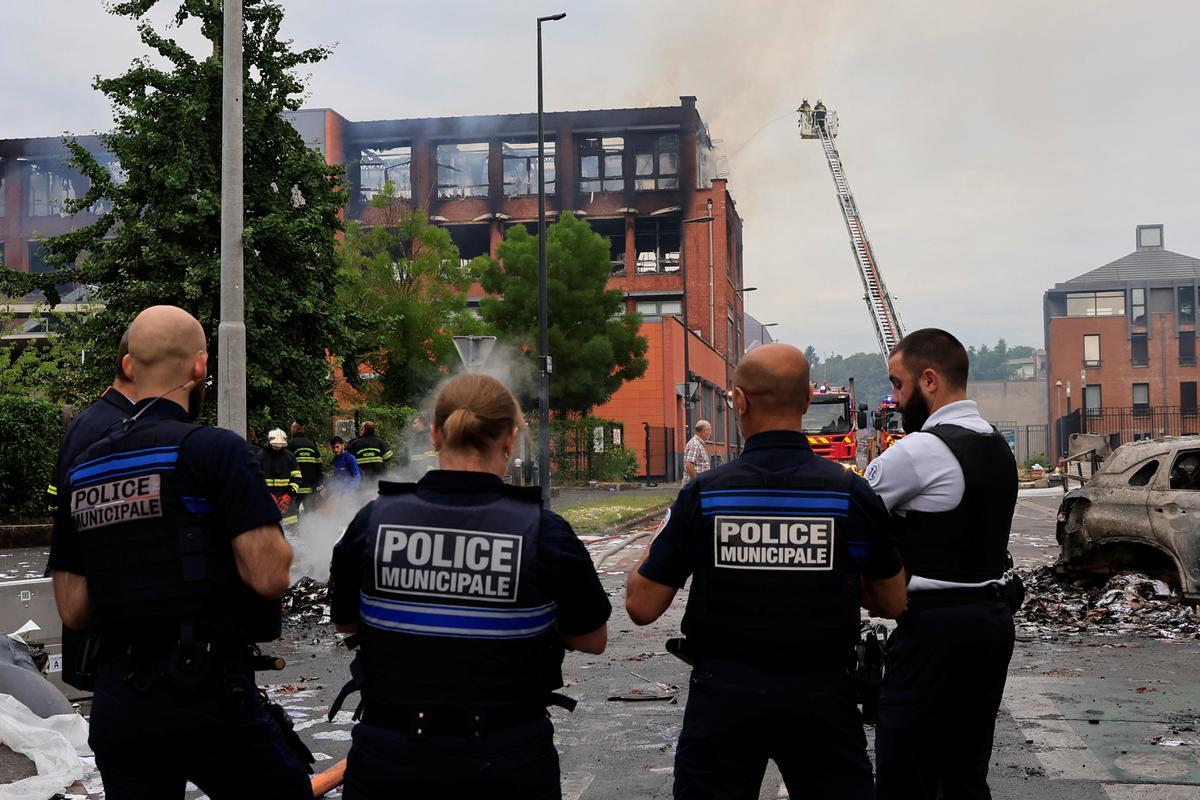 Aftermath after a third night of riots between protesters and police in France