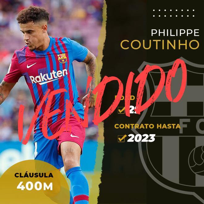 Coutinho ya ha sido traspasado al Aston Villa por 20 millones de euros