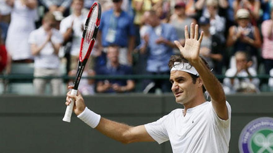 Federer celebra su pase a semifinales.