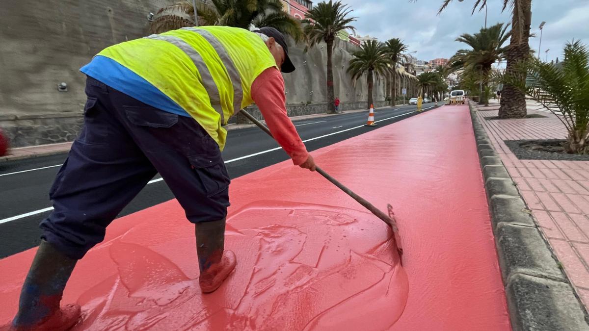 Repavimentación de los carriles bici en el Paseo de Chil y la Calle León y Castillo