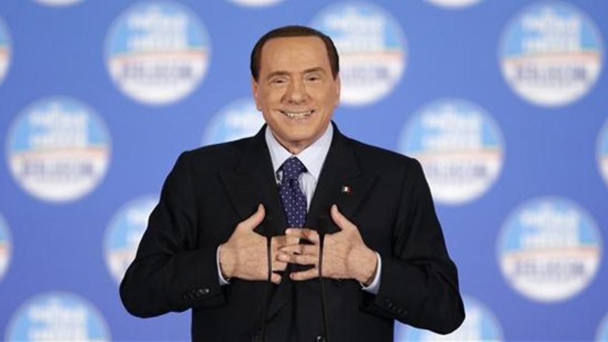 Berlusconi, en un mitin electoral el pasado 7 de febrero en Roma.