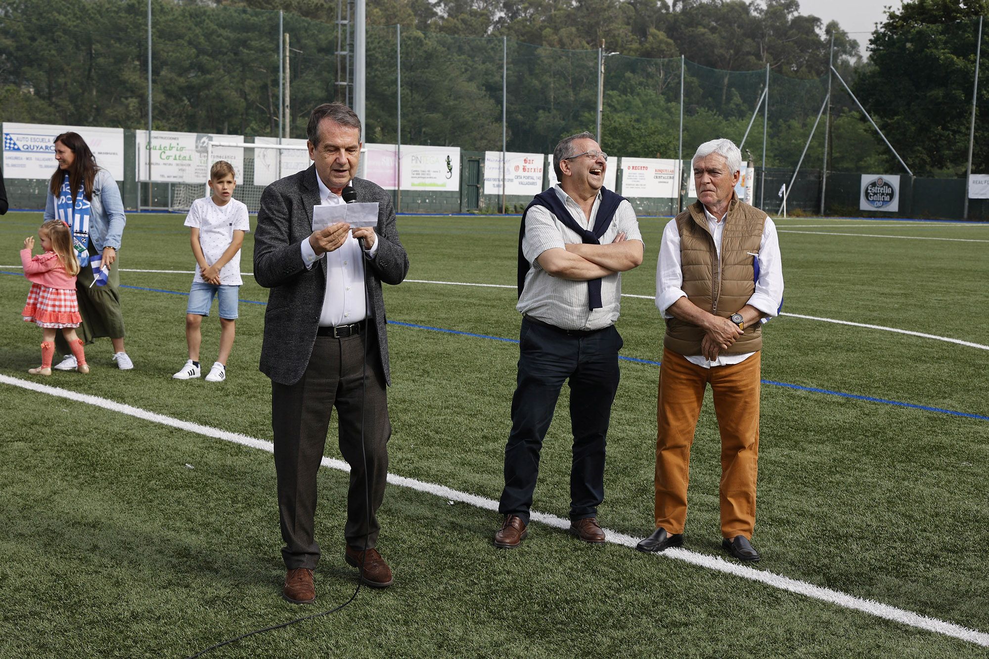 Cristian y Bruno, durante el homenaje que le hicieron el pasado domingo