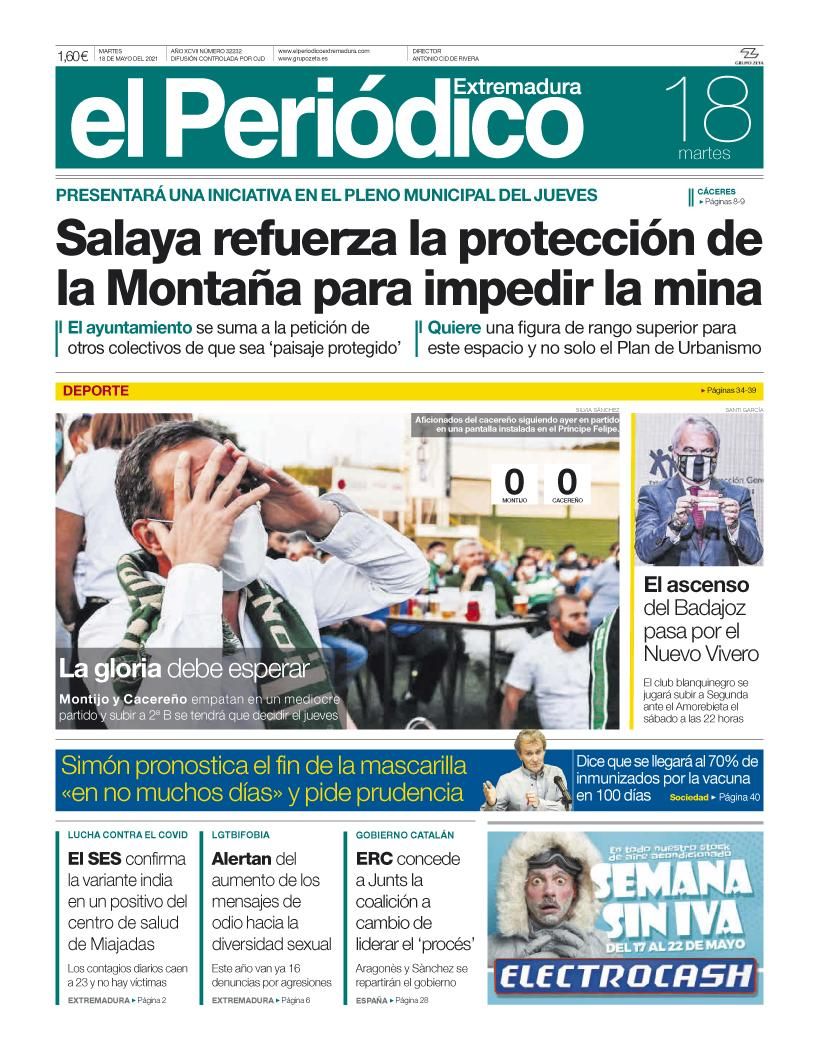 Consulta la portada correspondiente al día 18 de mayo del 2021