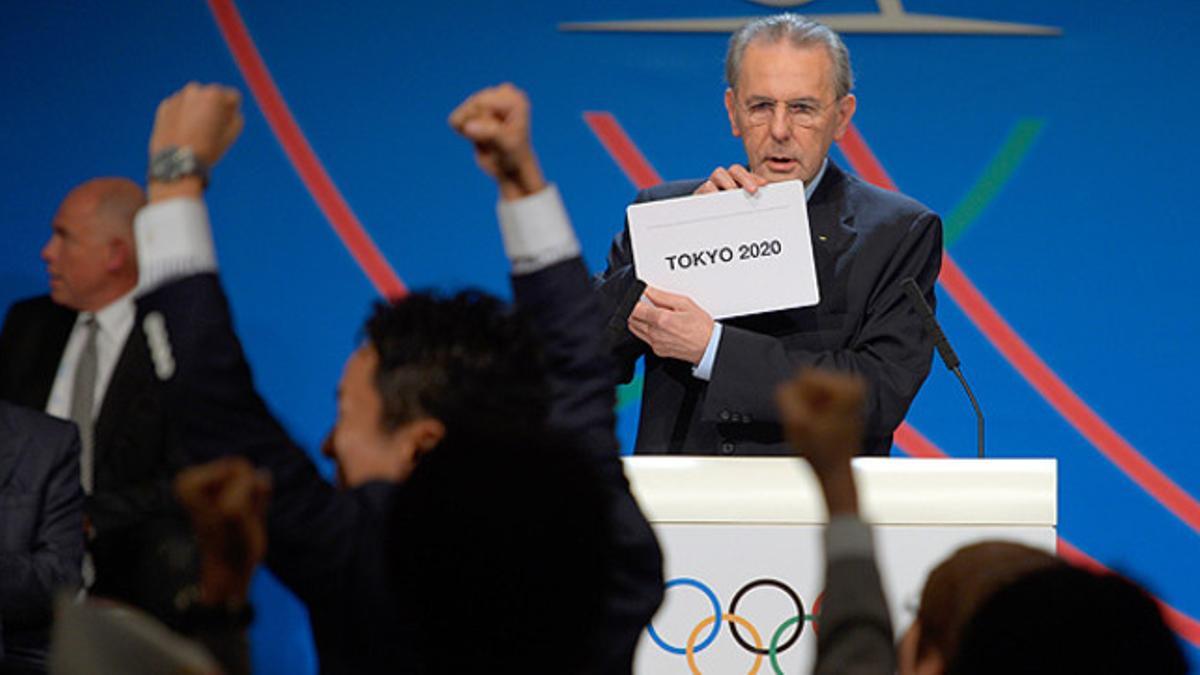 Jacques Rogge, presidente del COI, anuncia la sede de los Juegos Olímpicos del 2020, Tokio, el 7 de septiembre en Buenos Aires