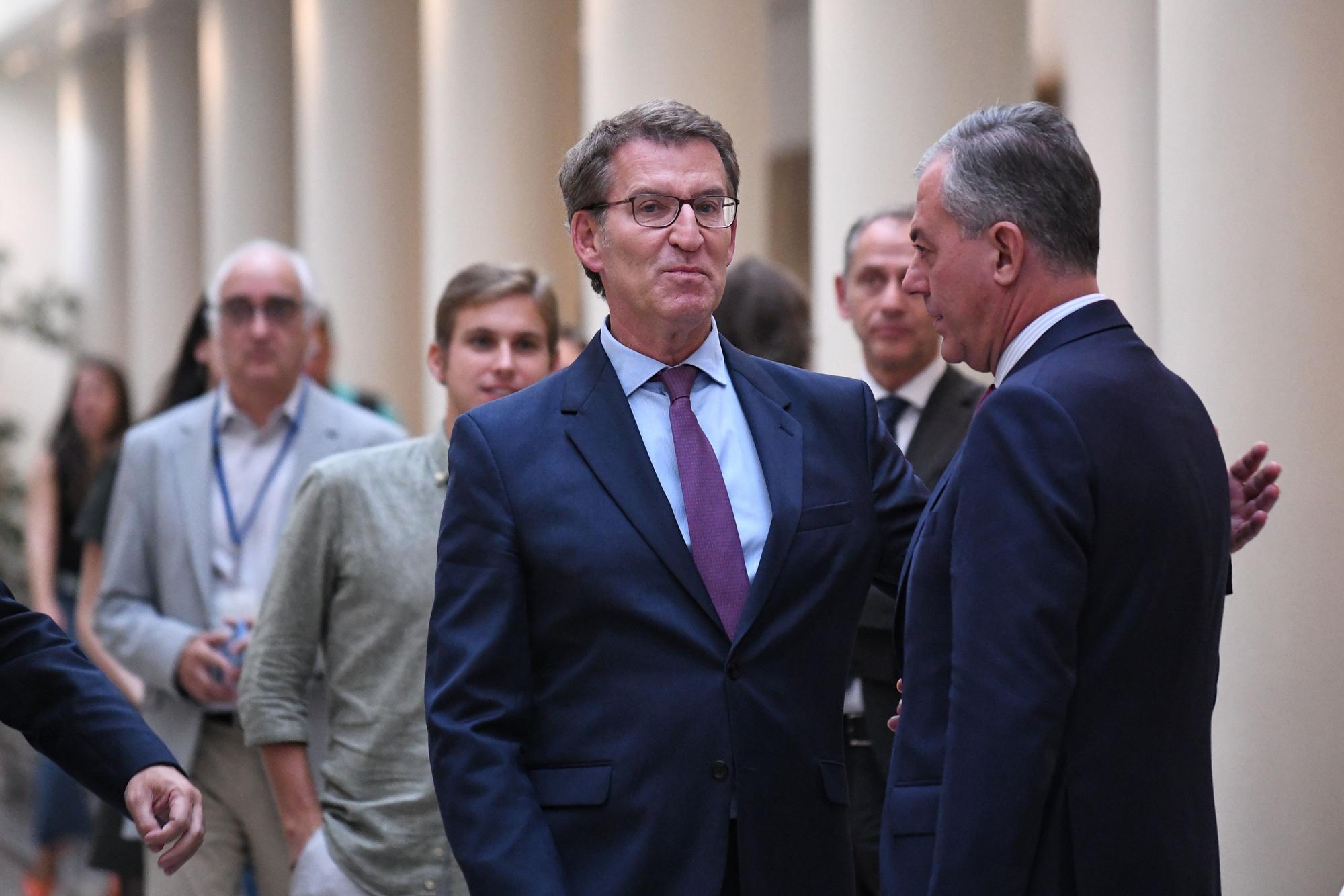 Feijóo llegando a un pleno en el Senado.