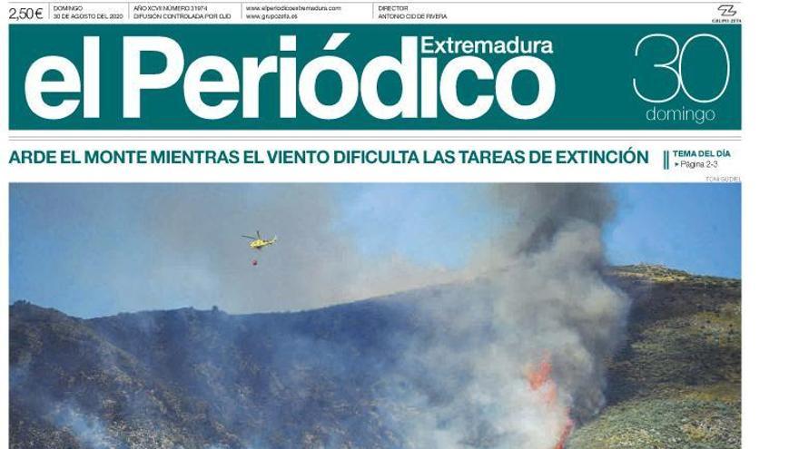 Esta es la portada de EL PERIÓDICO EXTREMADURA correspondiente al día 30 de agosto del 2020