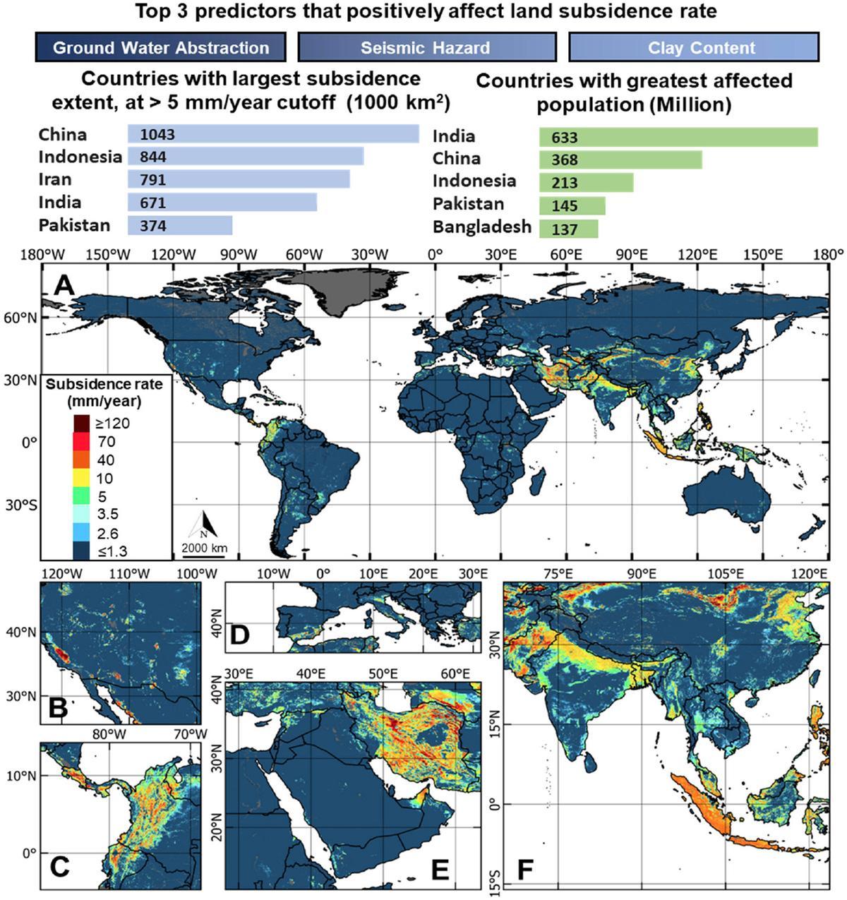 Mapa mundial de subsidiencia del suelo