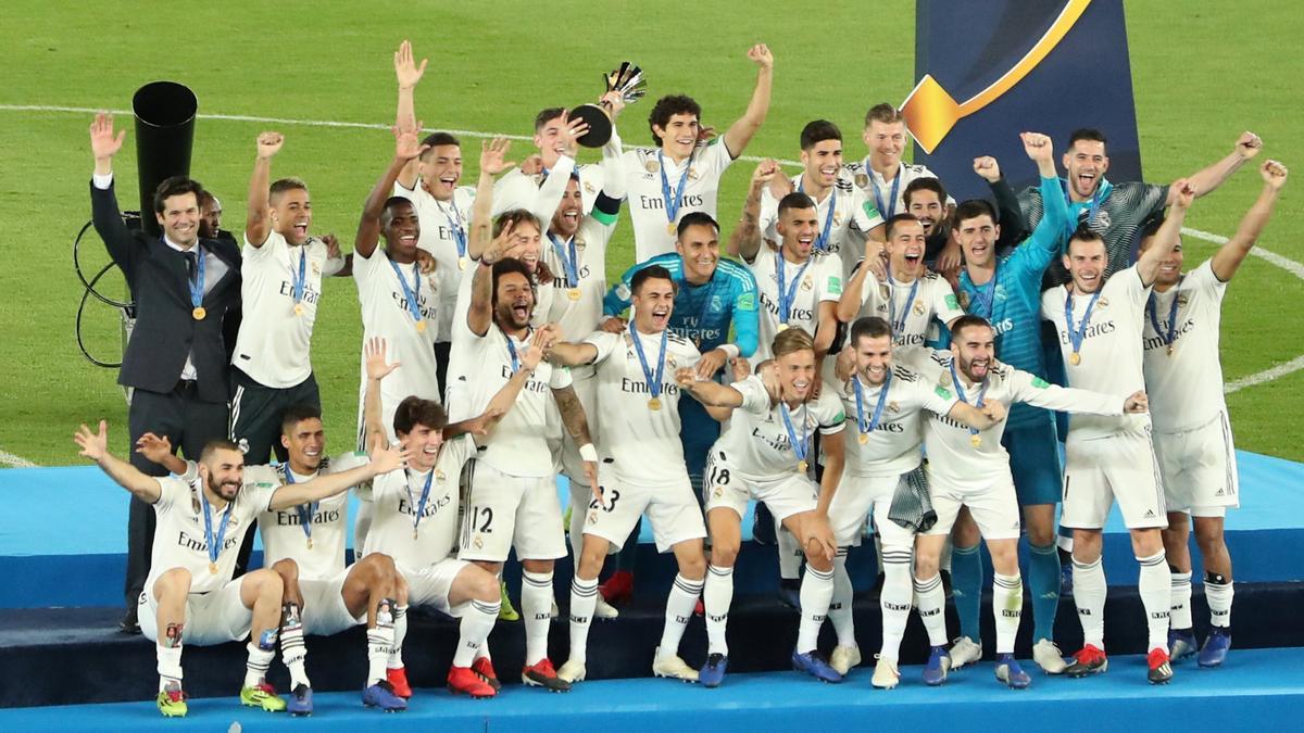 El Real Madrid celebra el Mundial de Clubes 2018.