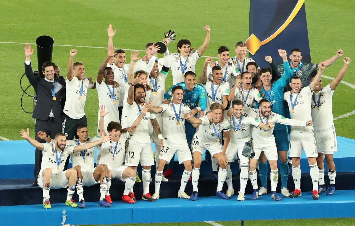 El Real Madrid celebra el Mundial de Clubes 2018.