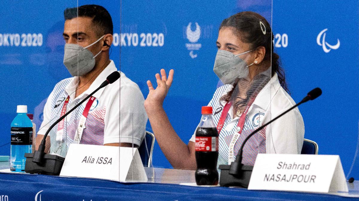 Ibrahim Al Hussein y Alia Issa, durante la rueda de prensa