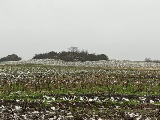 La borrasca 'Ingrid' deja nieve en Curtis y algunos estragos por el viento en el área de A Coruña