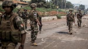  Soldados franceses desplegados en la República Centroafricana en el marco de la operación Sangaris, en mayo del 2014.
