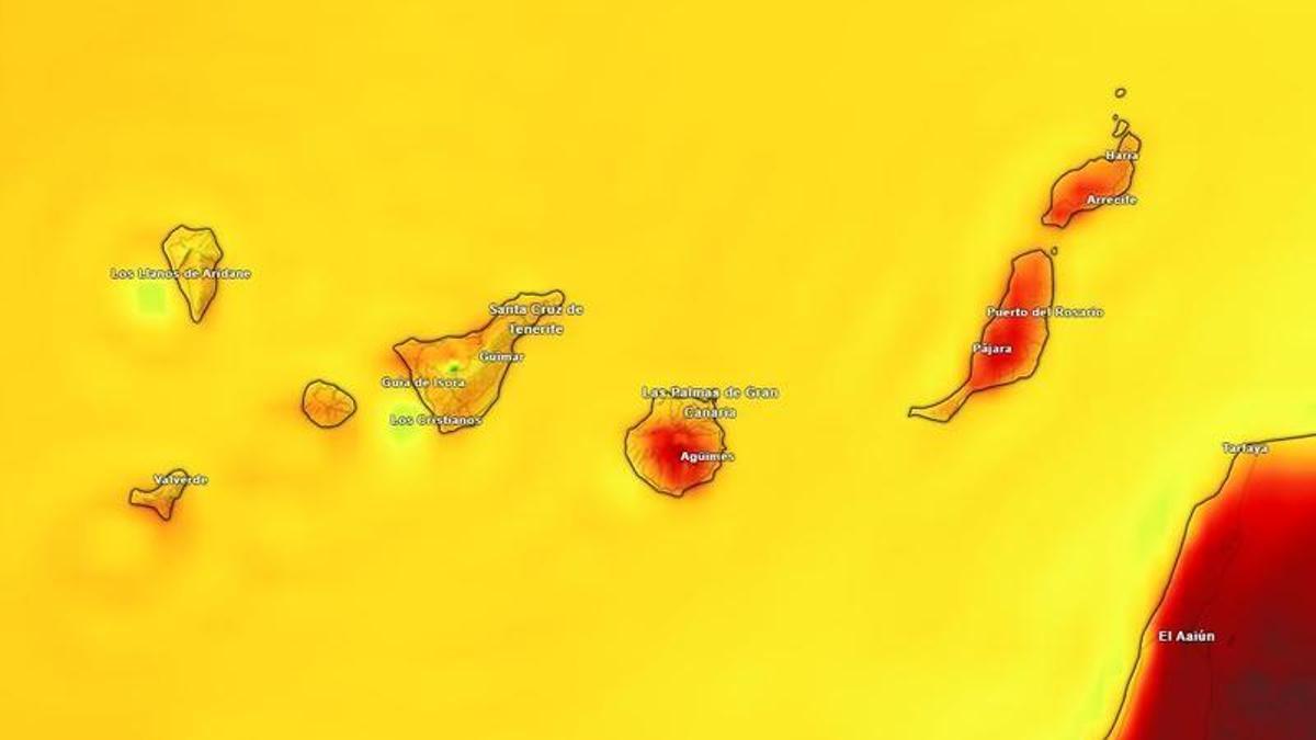 Mapa de temperatura de este jueves
