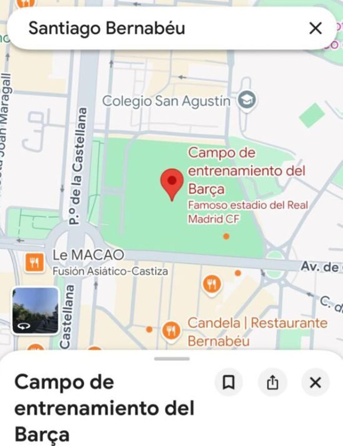 Hackean el Santiago Bernabéu en Google Maps y lo renombran con mensajes provocadores.