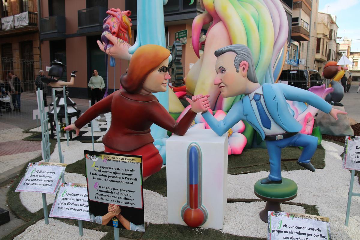 Pulso entre Maria Josep Safont (PSPV) y Jorge Monferrer (PP) por el poder municipal en Burriana, a ojos de la falla La Mercè.