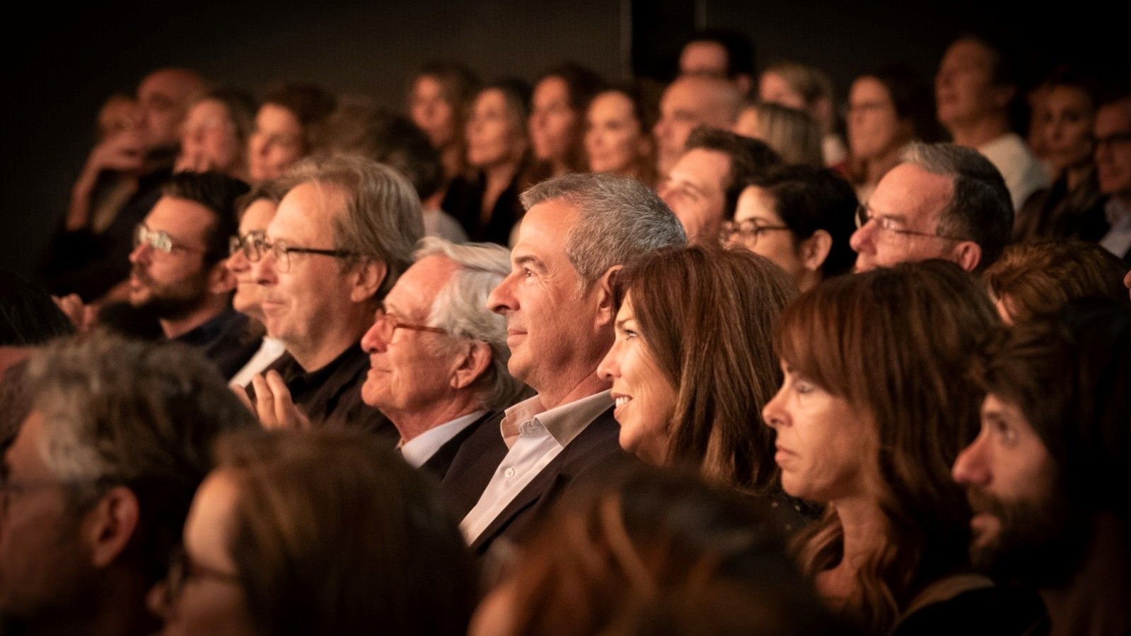 Xavier Trias entre los empresarios Josep Santacreu y Albert Ollé en el Palau de la Música