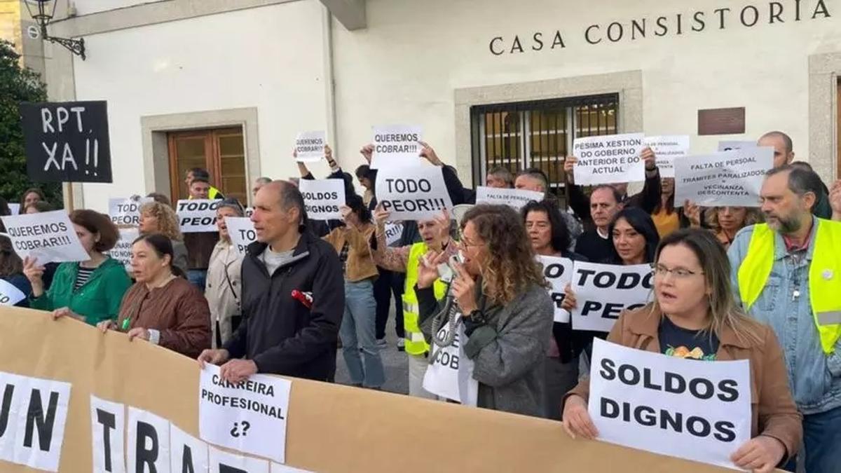 Última manifestación protagonizada por personal del Concello de Cambre en octubre.