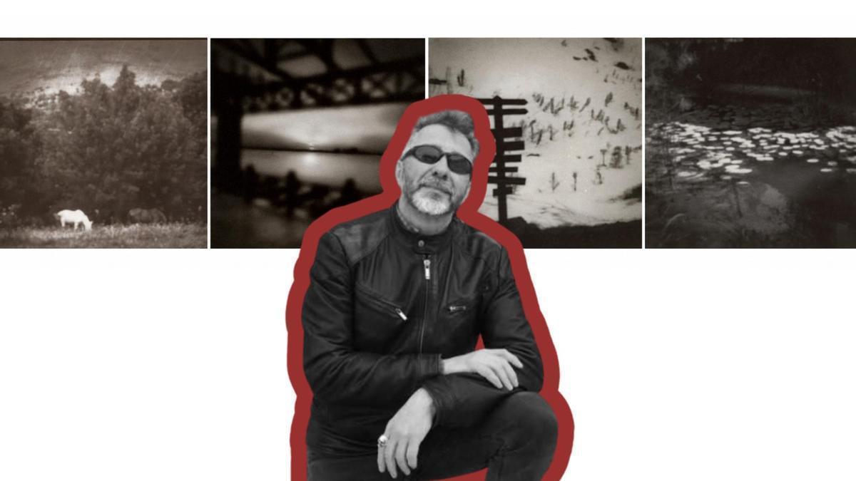 El fotógrafo madrileño J. M. Magano junto a varias  imágenes de su trabajo.