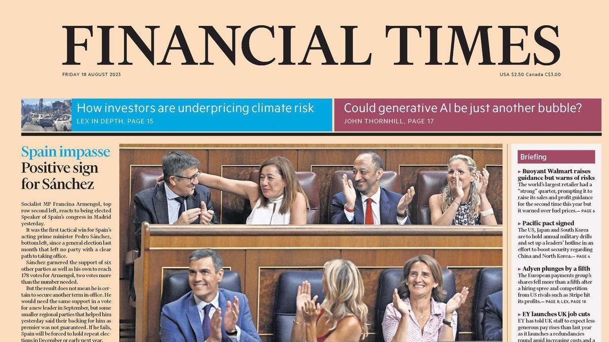 Armengol, en la portada de Financial Times.