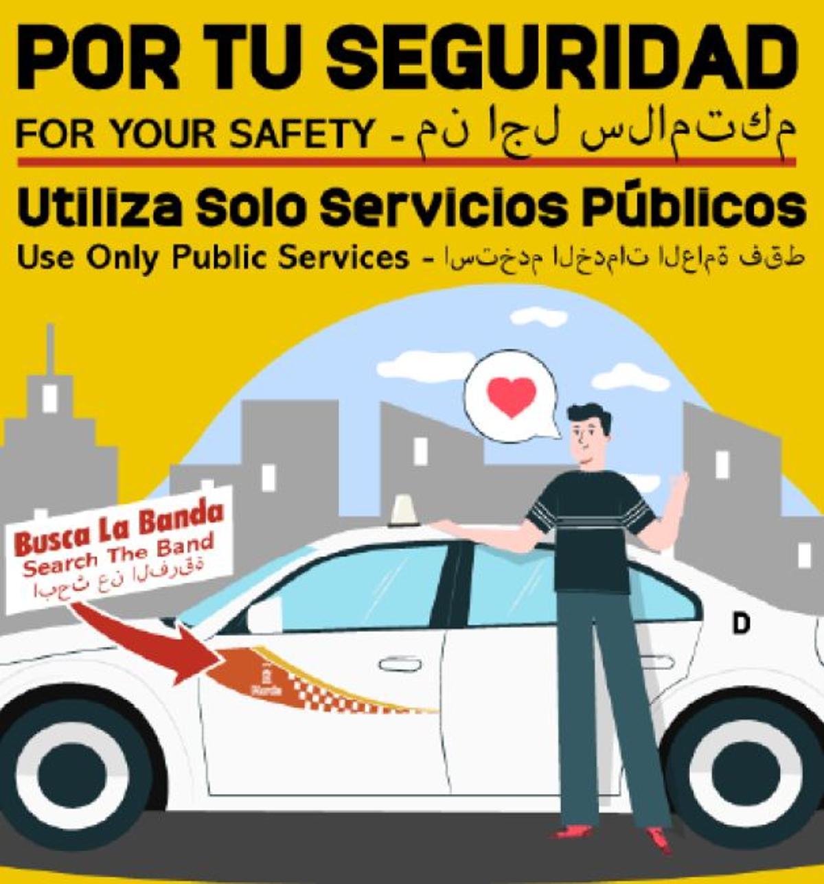Cartel que colgará los taxistas en la Estación de Autobuses de Murcia,