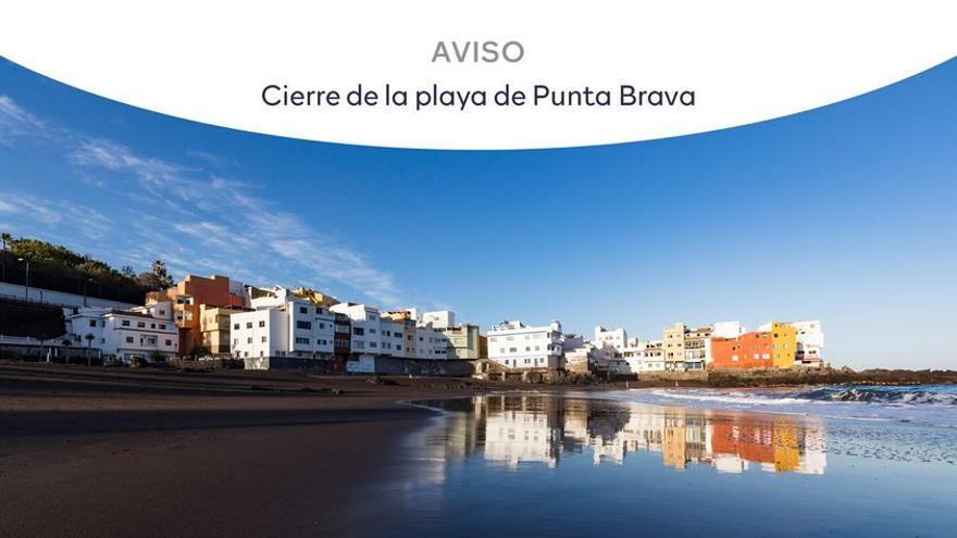 Anuncio de cierre de la playa de Punta Brava o María Jiménez