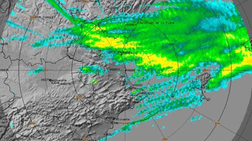 Lluvia entre las 2 y las 8 de ayer. El amarillo señala el mayor acumulado.