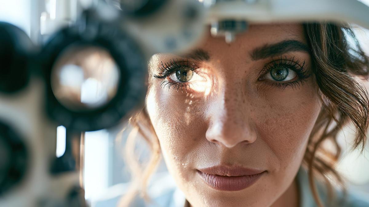 woman undergoing eye examination optometry clinic
