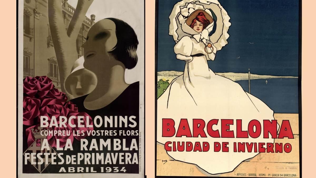 Carteles de las Fiestas de Primavera (1934) y de Barcelona, Ciudad de Invierno.